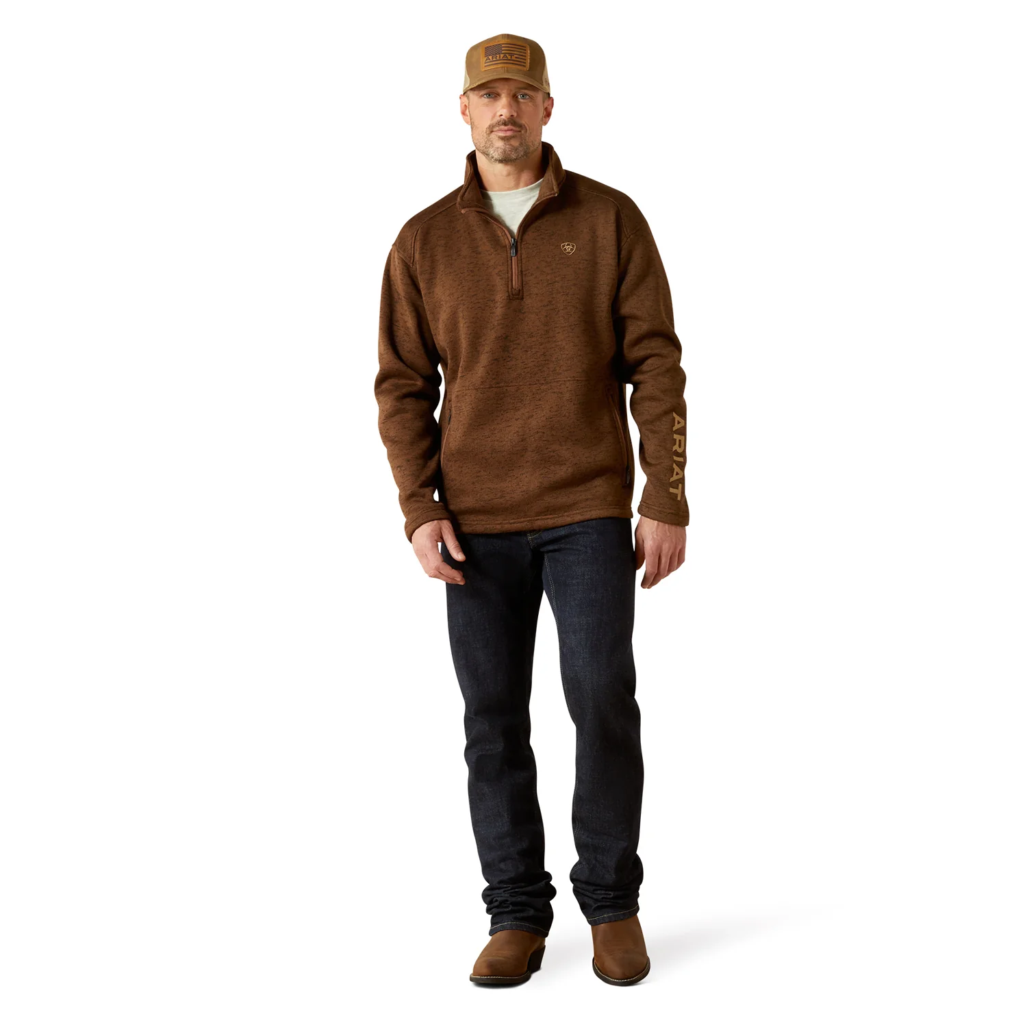 Ariat Men's Caldwell Logo 1/4 Zip Sweater - Image 5