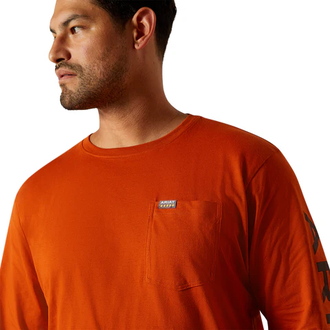 Ariat Men's Rebar CottonStrong Logo Long Sleeve T-Shirt - Image 2