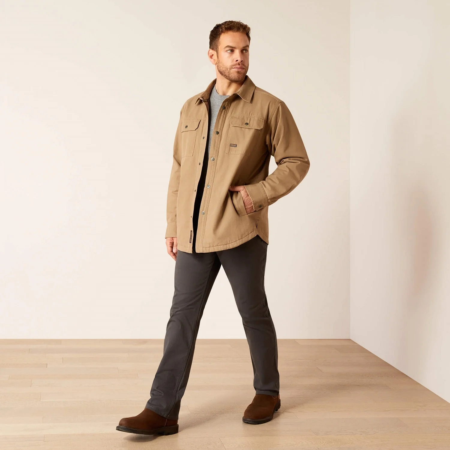 Ariat Men's Rebar Canvas Snap-Front Shirt Jacket - Image 4