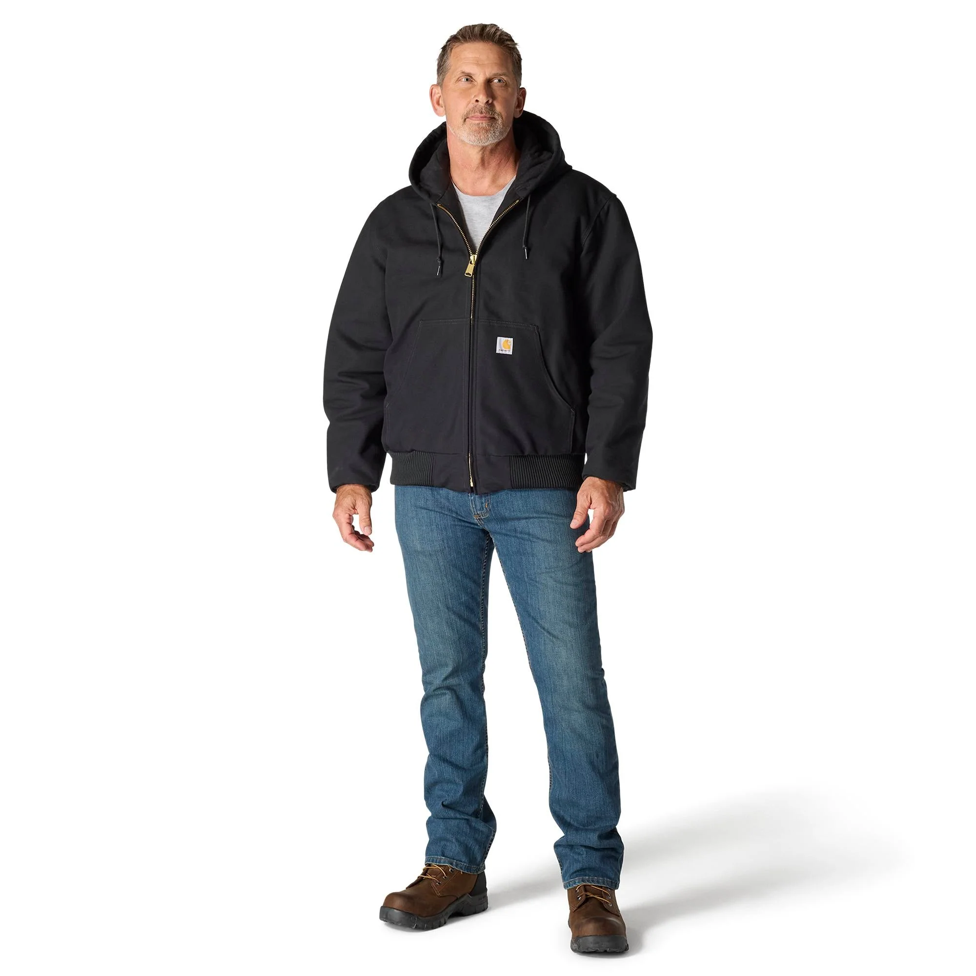 Carhartt Men's Flannel Lined Firm Duck Zip Hooded Active Jacket - Image 9