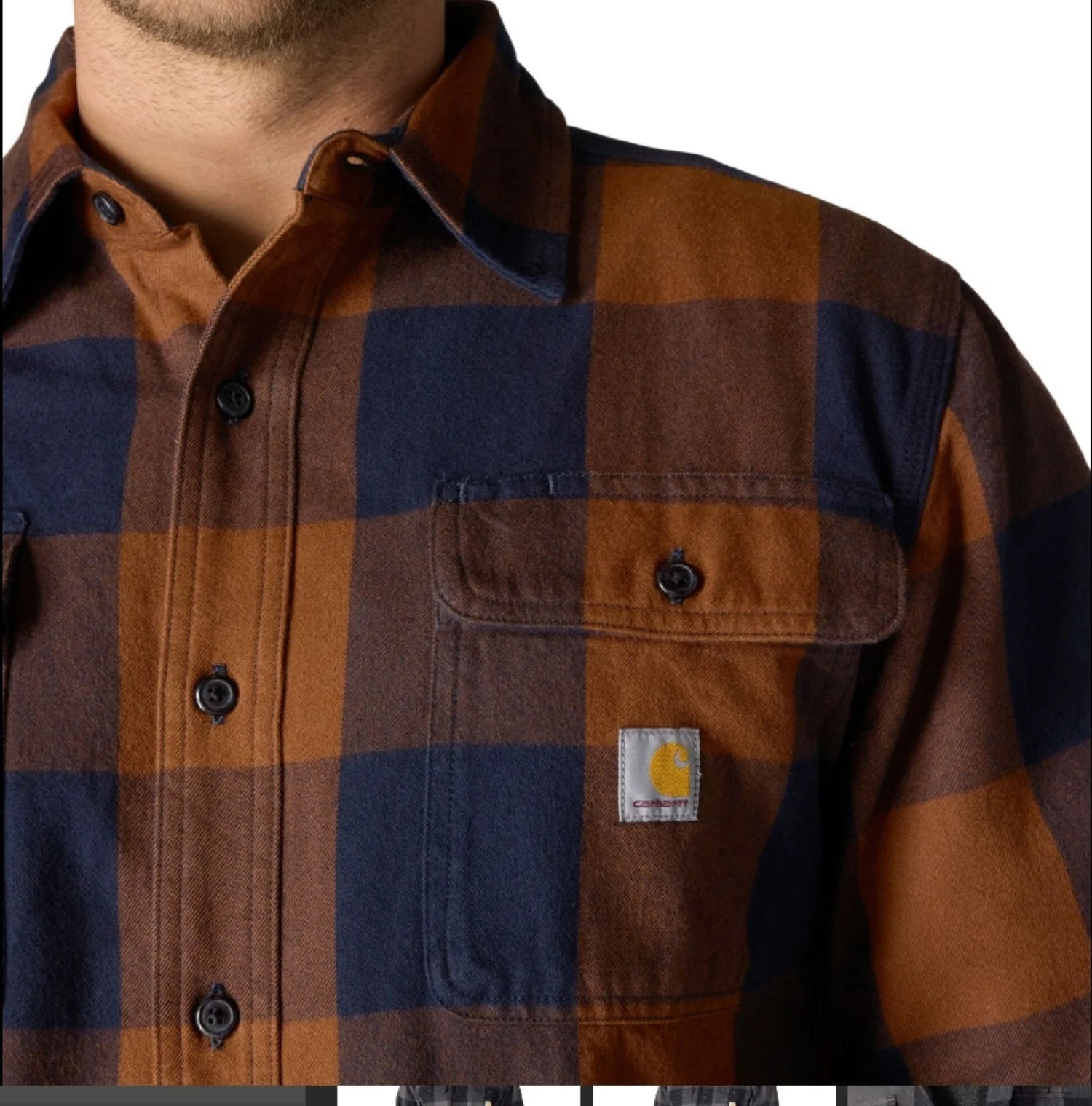 Carhartt Men's Loose Fit Heavyweight Long Sleeve Flannel Plaid Work Shirt - Image 8