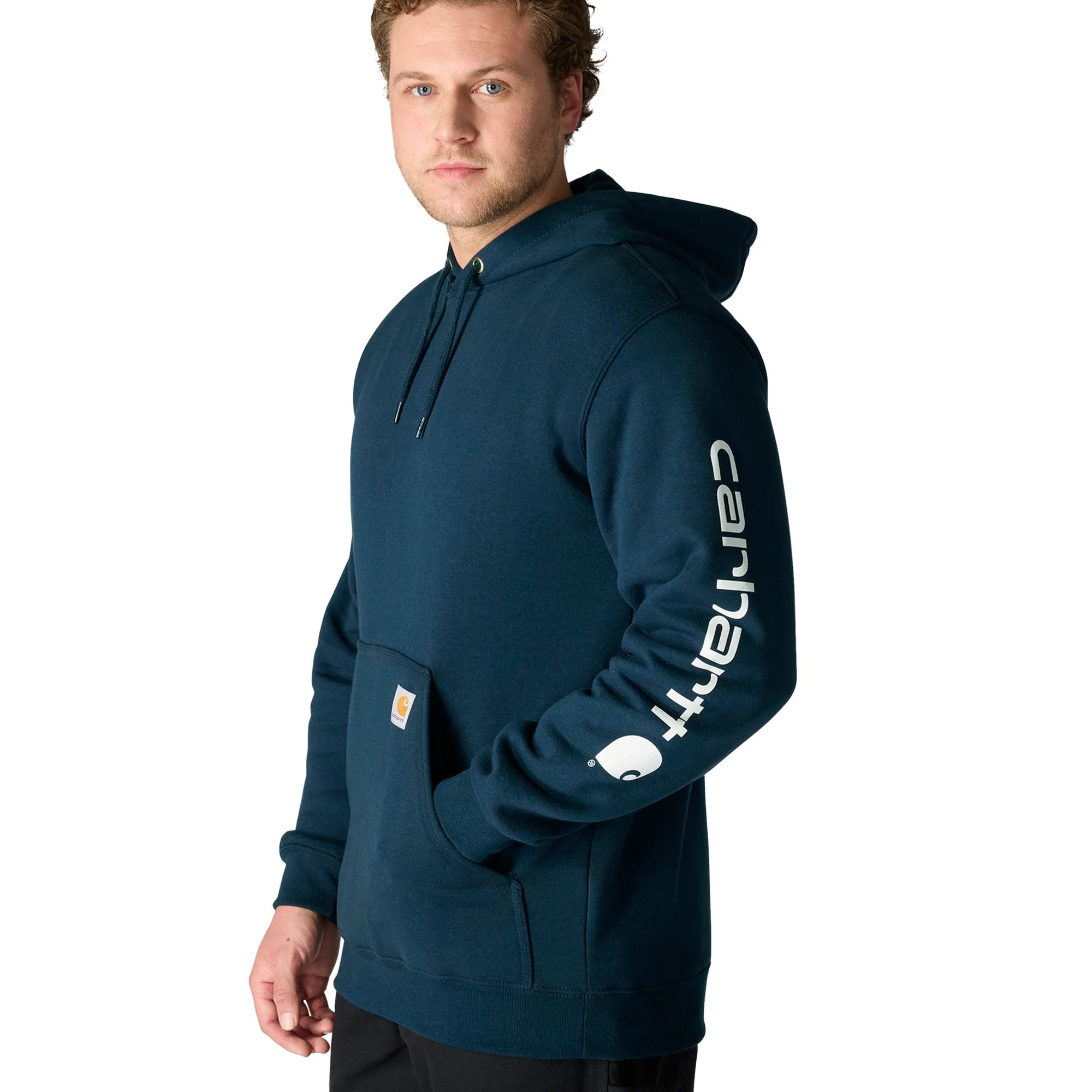 Carhartt Men's Signature Logo Hooded Pullover Sweatshirt - Image 3