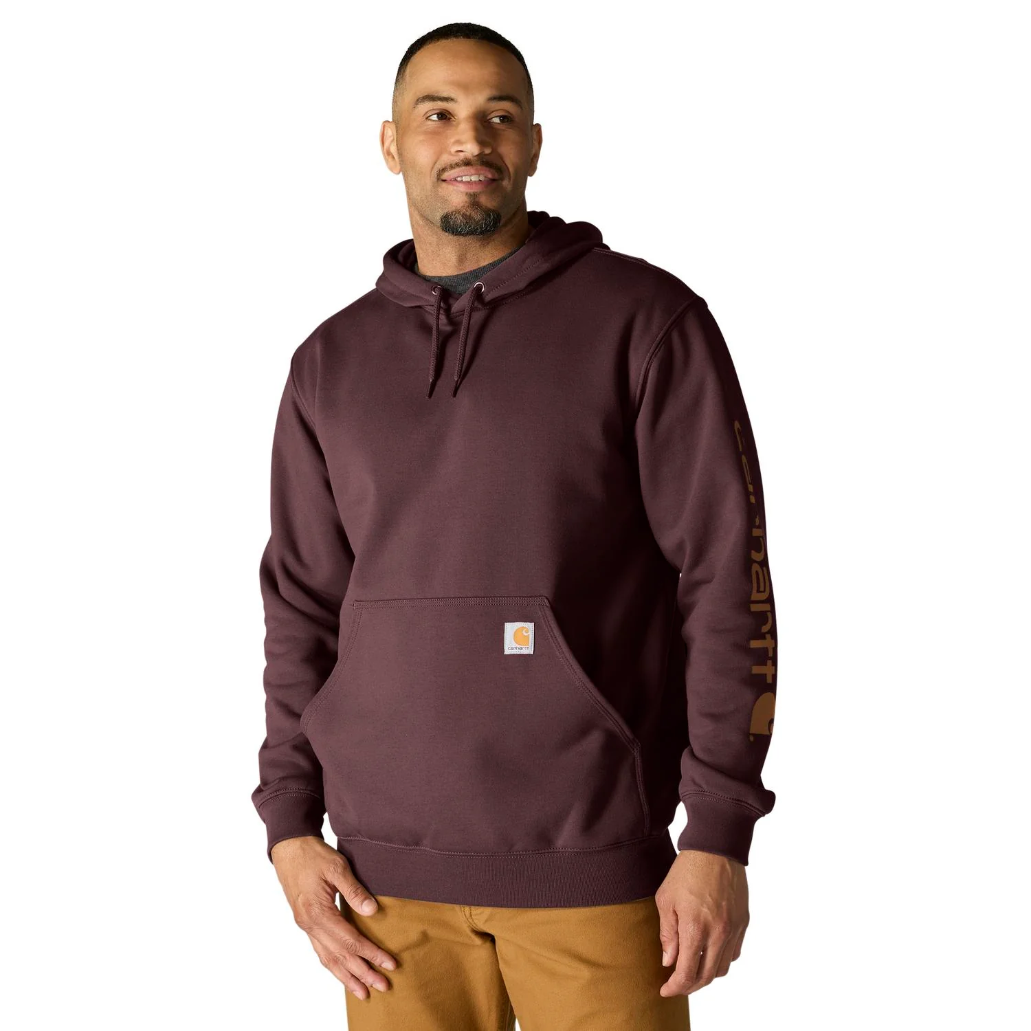 Carhartt Men's Signature Logo Hooded Pullover Sweatshirt - Image 59