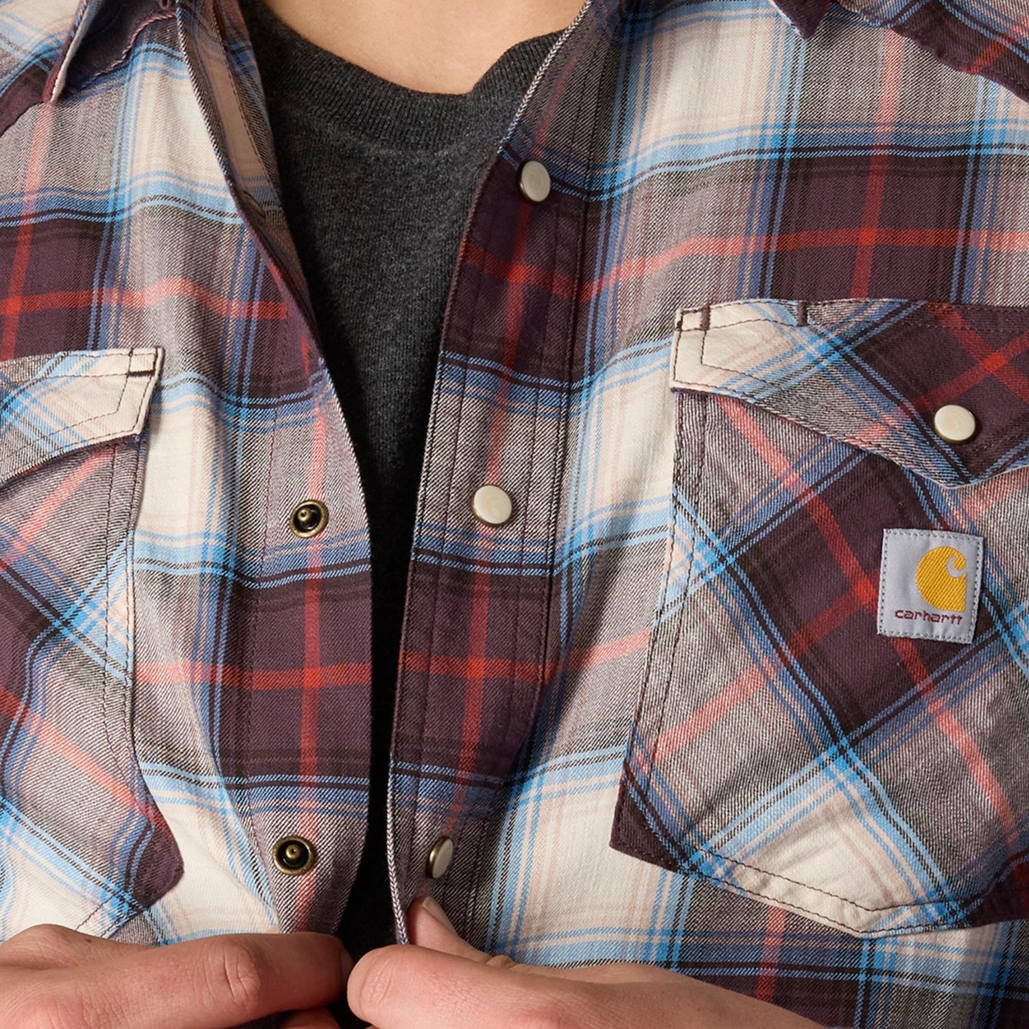 Carhartt Men's Montana Relaxed Fit Lightweight Snap-Front Long Sleeve Plaid Shirt - Image 4