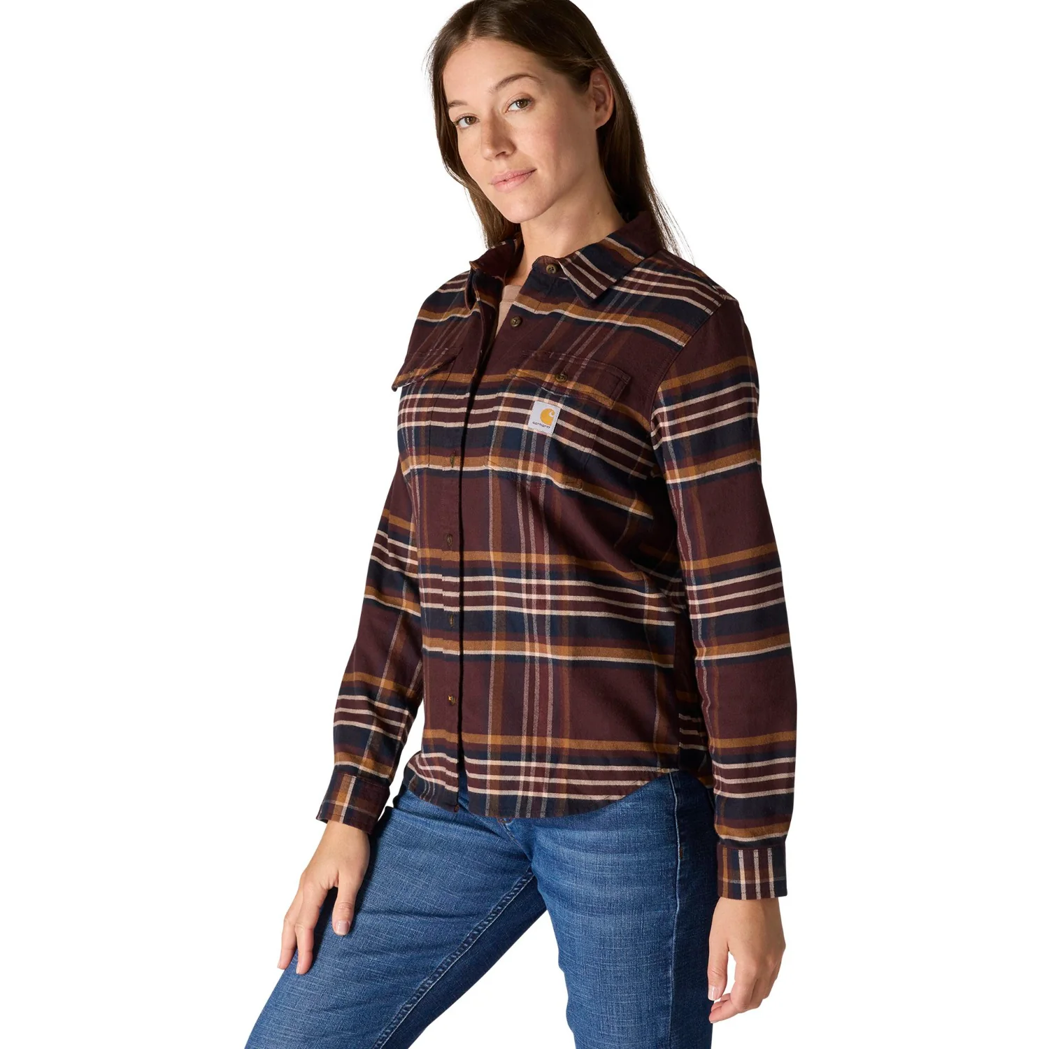 Carhartt Women's TENCEL™ Relaxed Fit Plaid Long Sleeve Work Shirt - Image 8