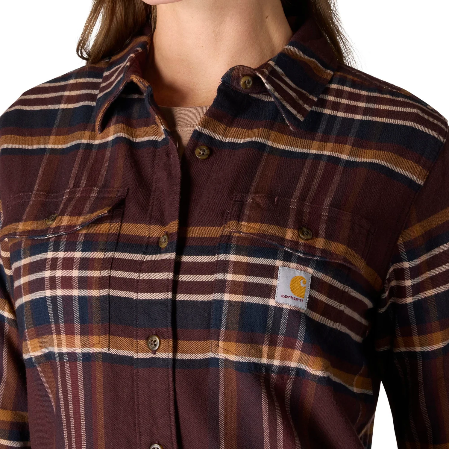 Carhartt Women's TENCEL™ Relaxed Fit Plaid Long Sleeve Work Shirt - Image 9