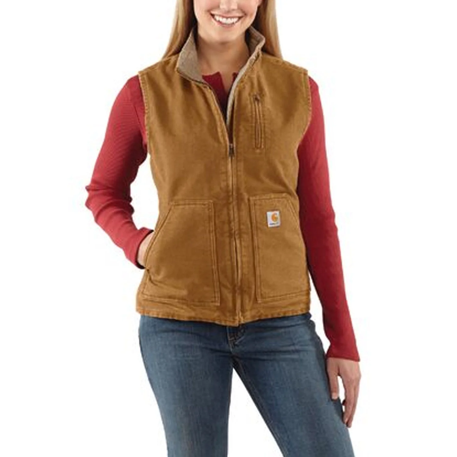 Carhartt Women's Washed Duck Mock Neck Vest - Image 2