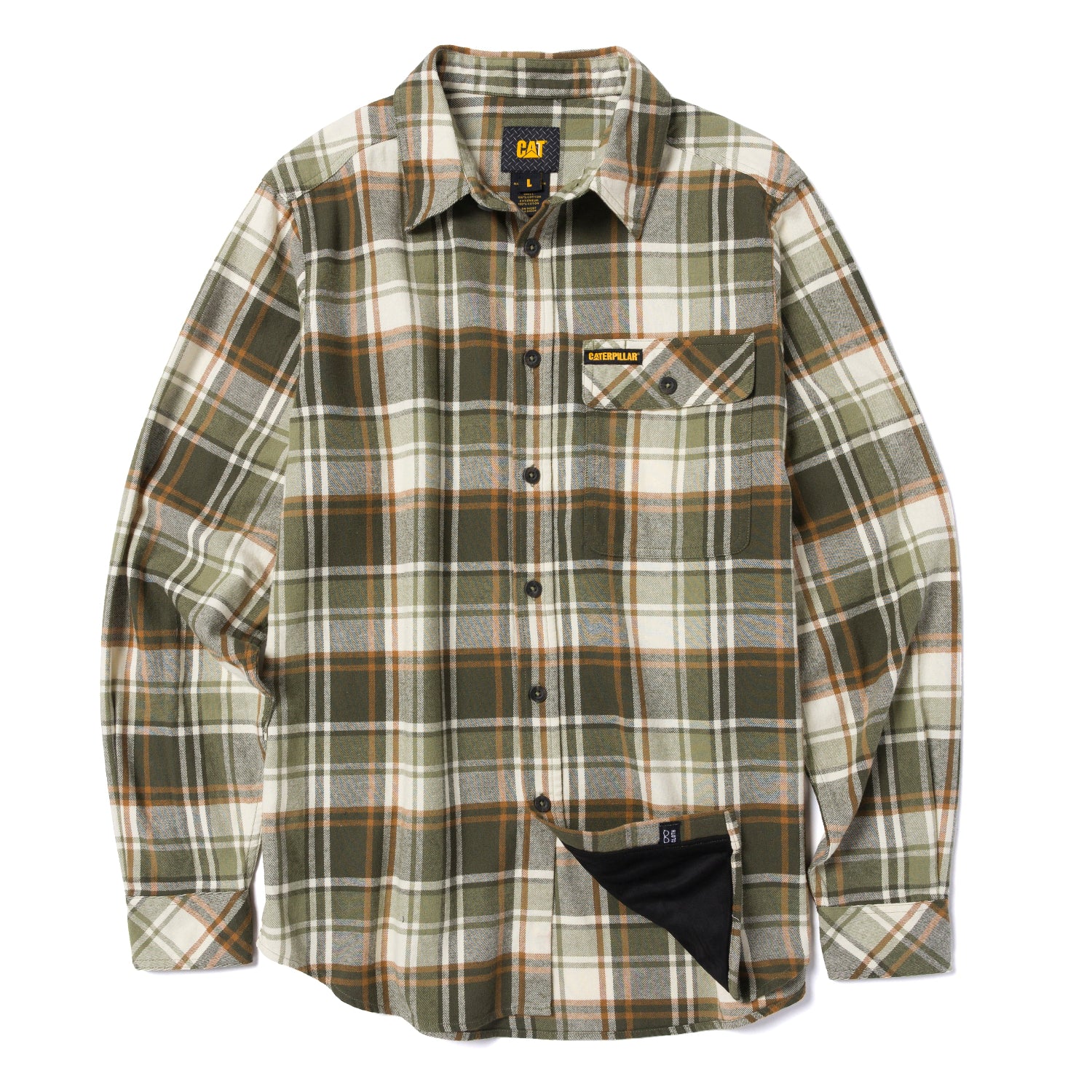 CAT Men's Button-Up Long Sleeve Flannel Work Shirt