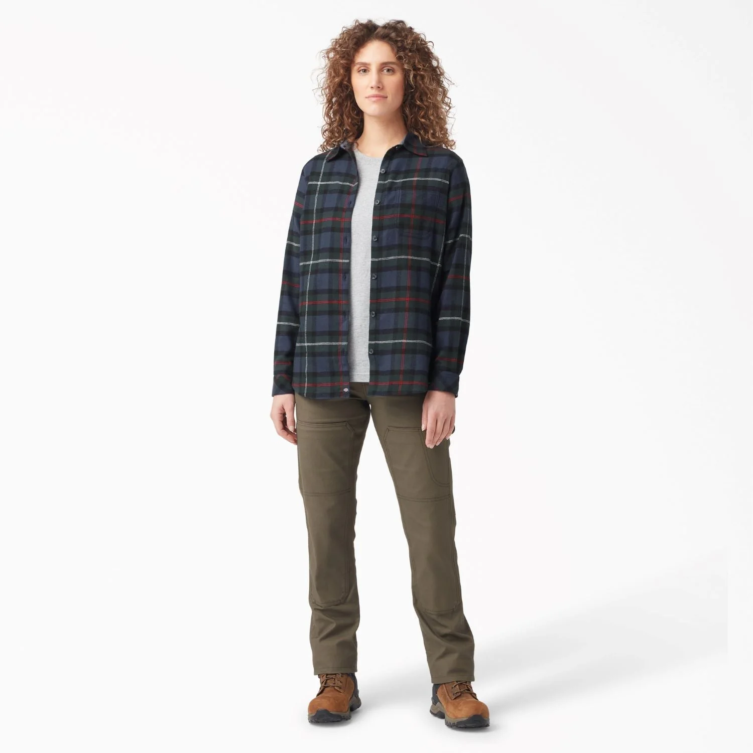 Dickies Women's Plaid Long Sleeve Flannel Shirt - Image 13