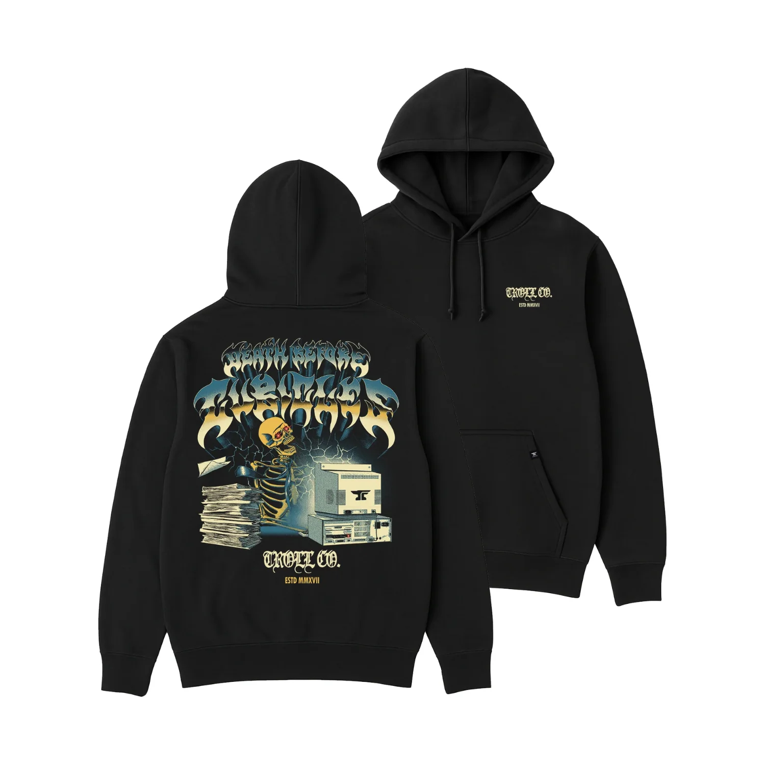 Troll Co. Men's "Death Before Cubical" CPU Graphic Hoodie