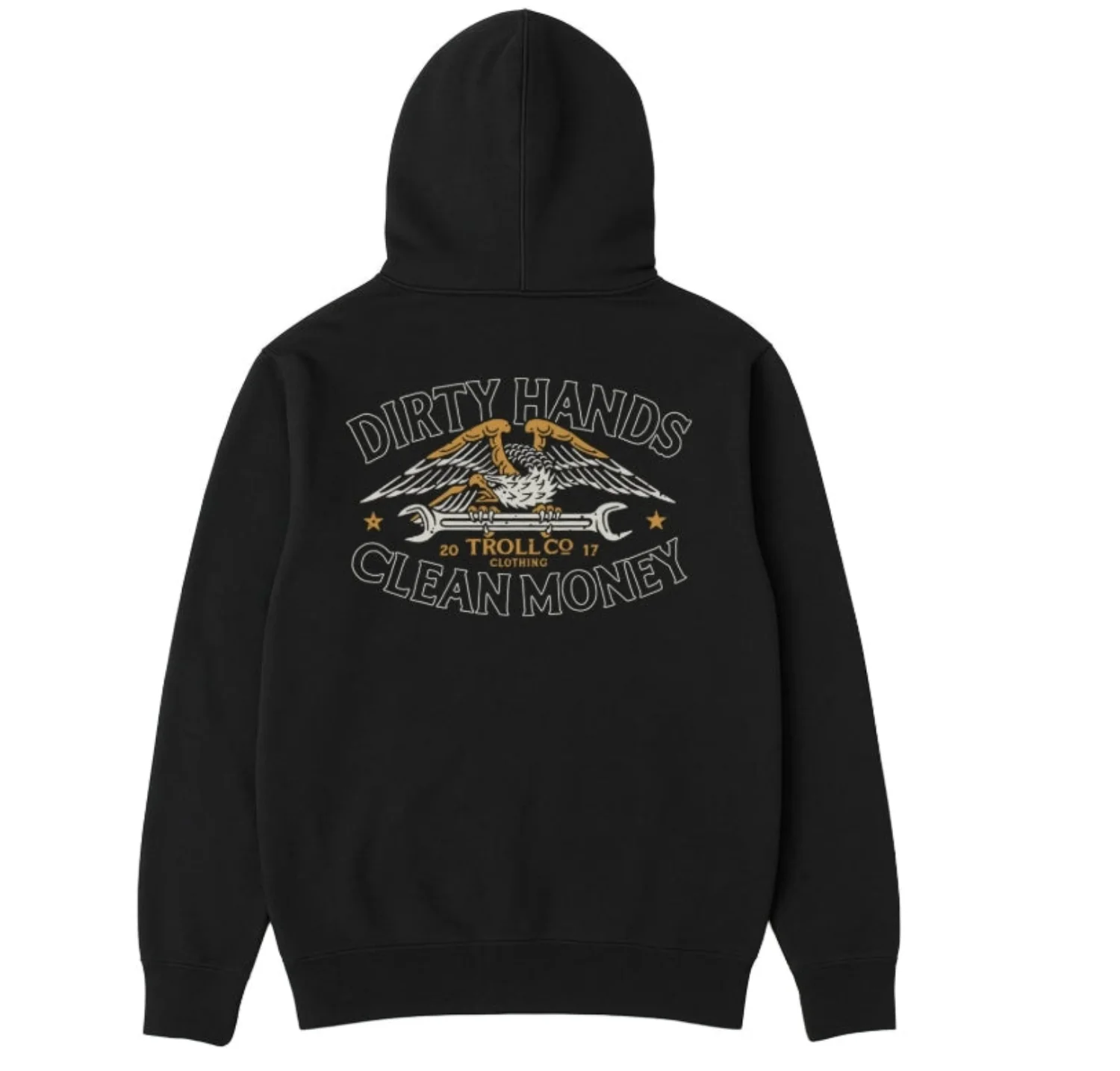 Troll Co. Men's "Dirty Hands Clean Money" Wing Spanner Graphic Hoodie - Image 3