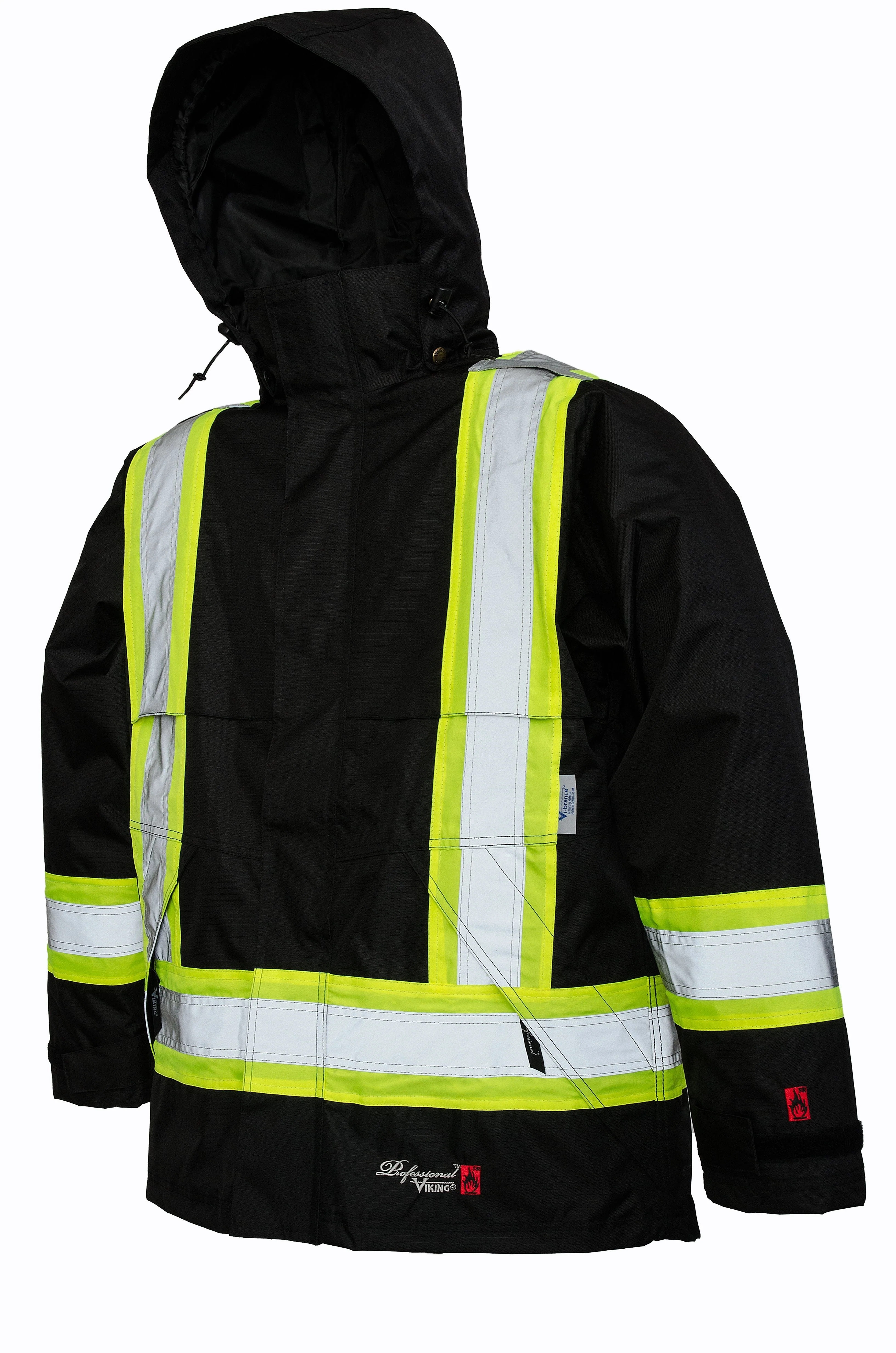 Viking Men's Professional® Journeyman Hi-Vis Class 1 Waterproof FR Trilobal Rip-Stop Hooded Jacket - Image 3