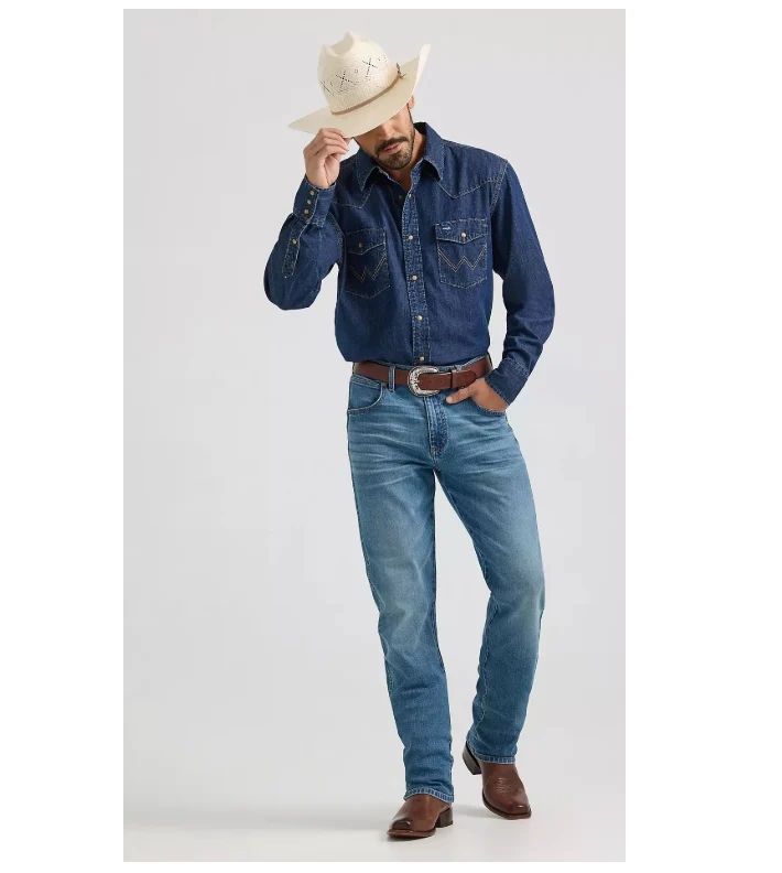 Wrangler Men's Denim Snap-Front Long Sleeve Work Shirt - Image 4